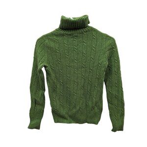 Merona Green Wool Cashmere Blend Cable Knit Turtleneck Pullover Sweater Size S